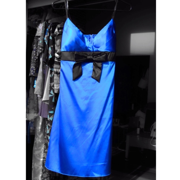Ruby Rox Cobalt & Black Satin Party Dress NWT Sz 9 - Picture 7 of 8